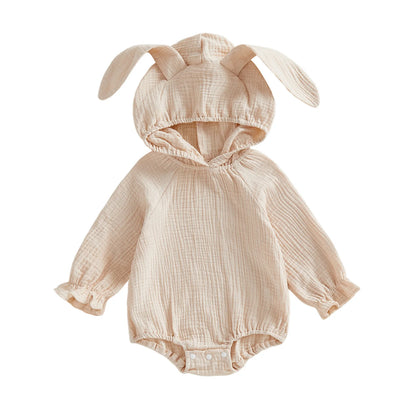 Baby Bunny Hooded Romper – Soft Muslin Cotton
