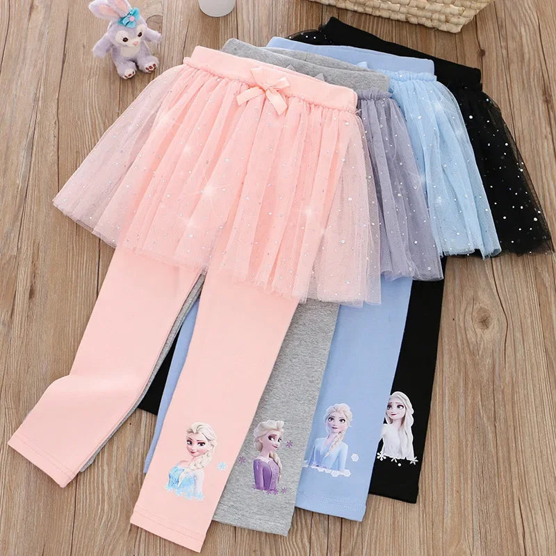 Glitzernde Tüll-Leggings mit Eisprinzessin-Motiv