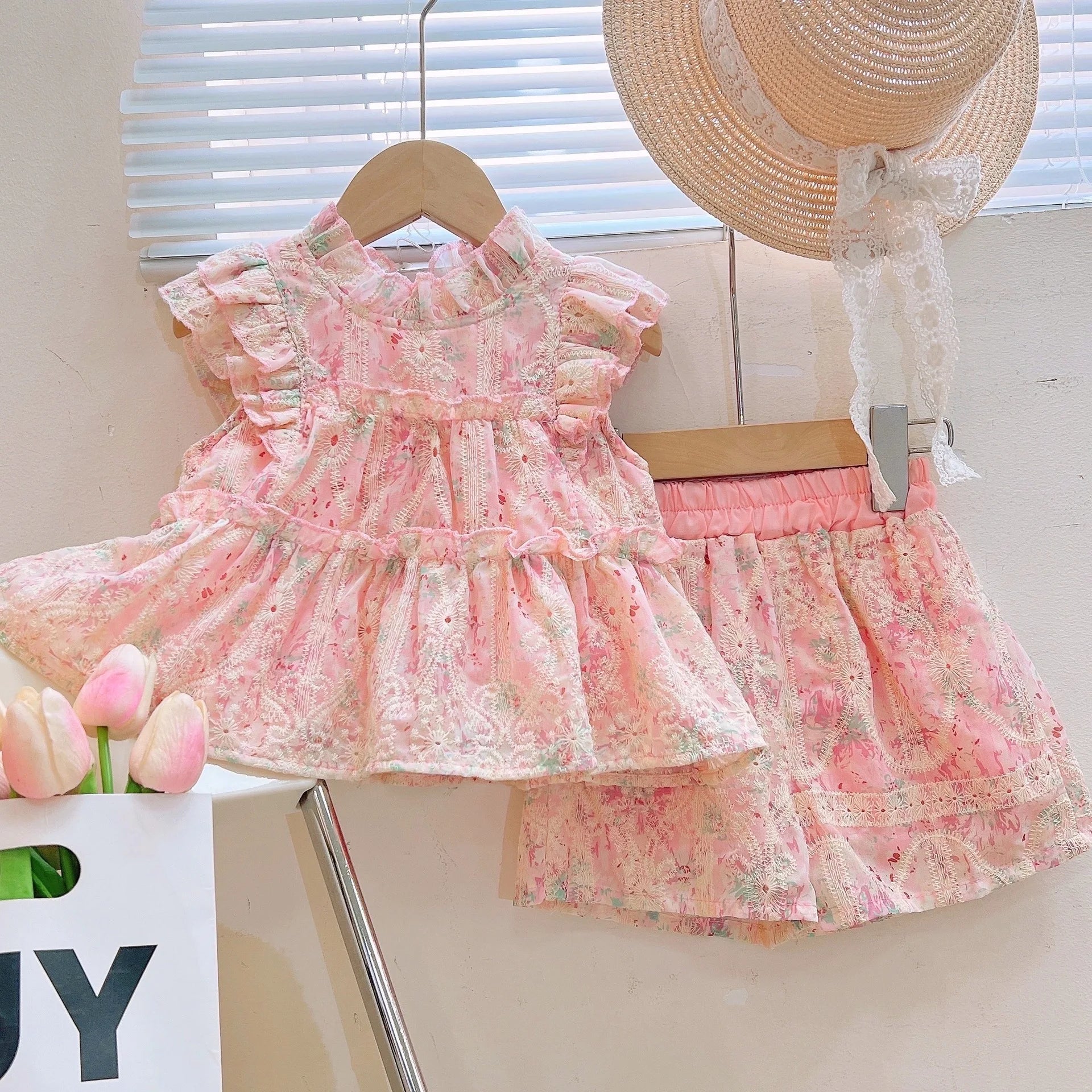 Rosy Garden – Pink Ruffle Girls Set
