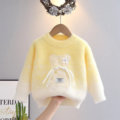 Maglione lavorato a maglia con fiocco Teddy sfumato 