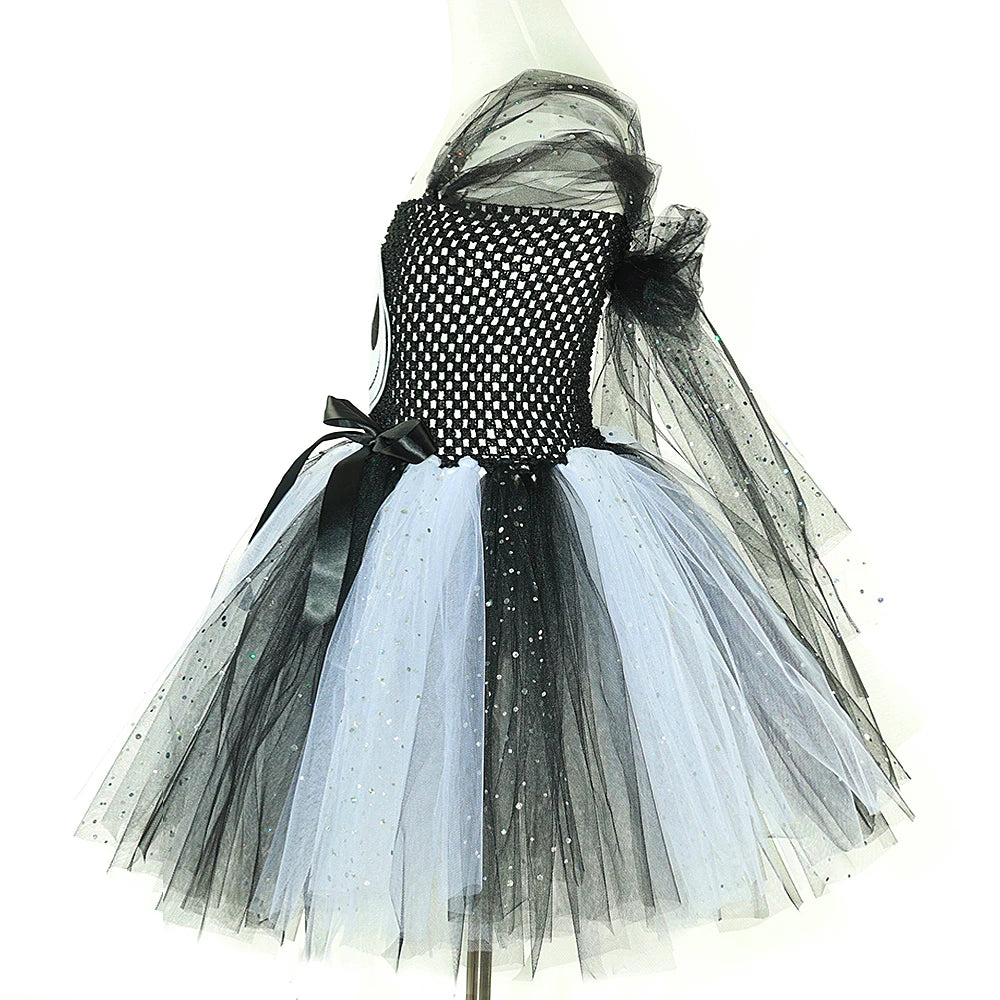 Spooky Skeleton Tutu Costume Dress for Girls
