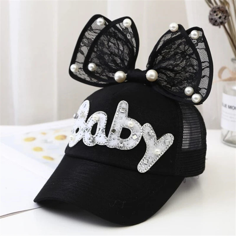 Sparkle Bunny Baseball Cap – Glamouröse Schleifenmütze für Mädchen