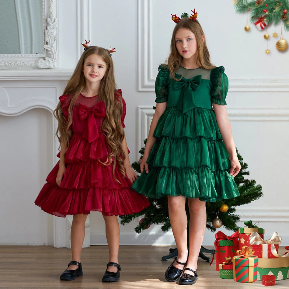 Holiday Ruffle Bow Dress