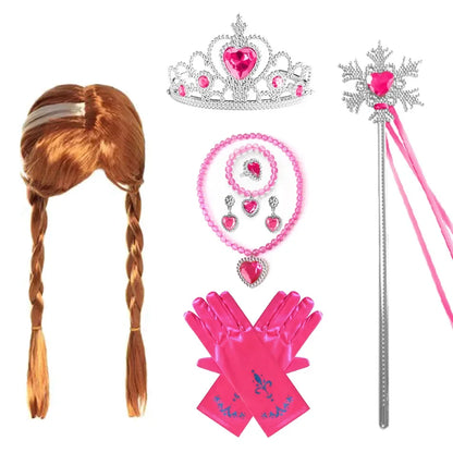 Conjunto de accesorios de princesa de aventuras invernales: peluca trenzada, corona y varita