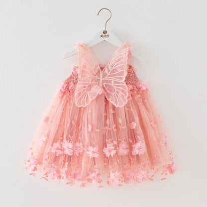Girls’ Pink Butterfly Princess Dress