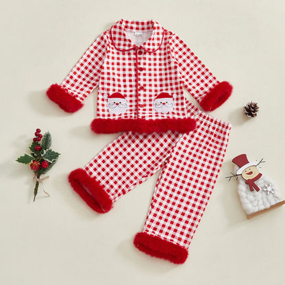 Santa Plaid Kids Pajamas