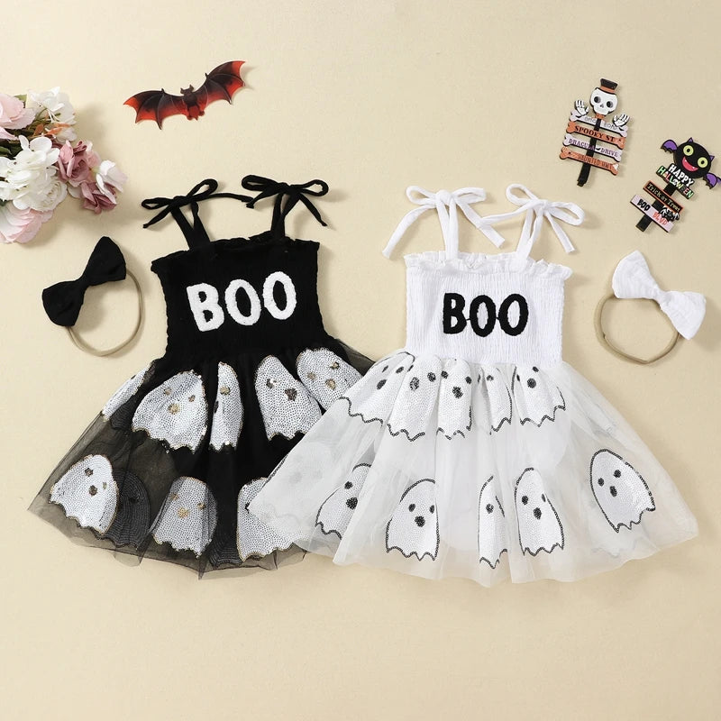 BOO Baby Girl Halloween Romper – Ghost Tutu Edition