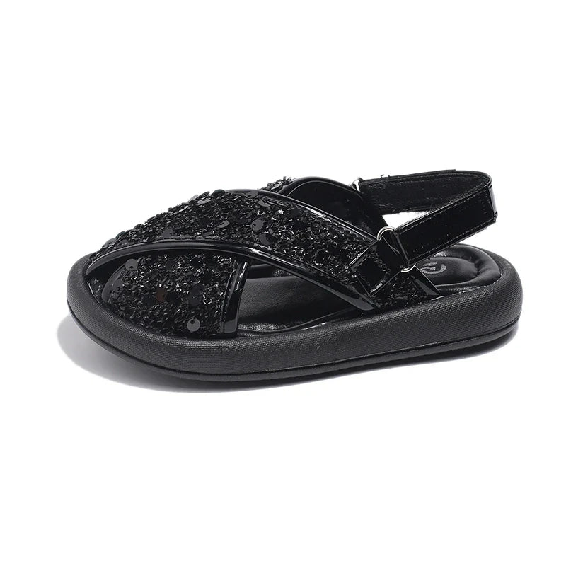 Starlight Sequin Cross Sandals