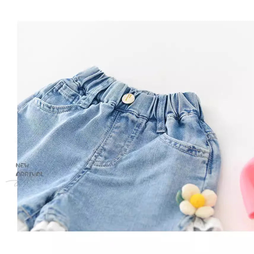 Shorts vaqueros Daisy con ribete de encaje