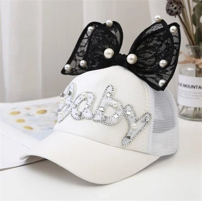 Sparkle Bunny Baseball Cap – Glamouröse Schleifenmütze für Mädchen