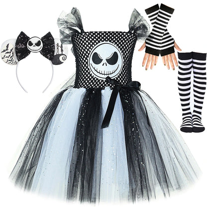 Spooky Skeleton Tutu Costume Dress for Girls