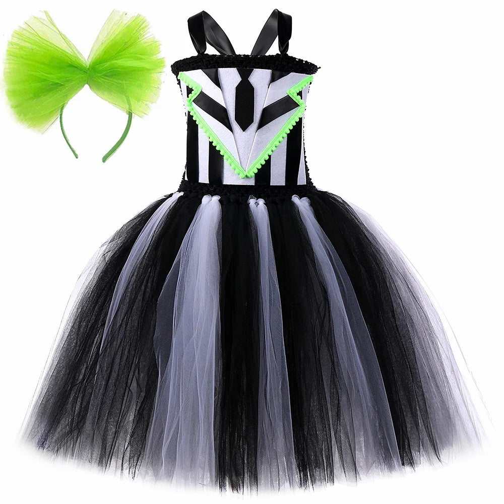 Kids Beetle-Inspired Black & White Tutu Costume