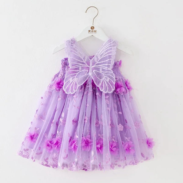 Vestido de princesa mariposa lavanda para niña