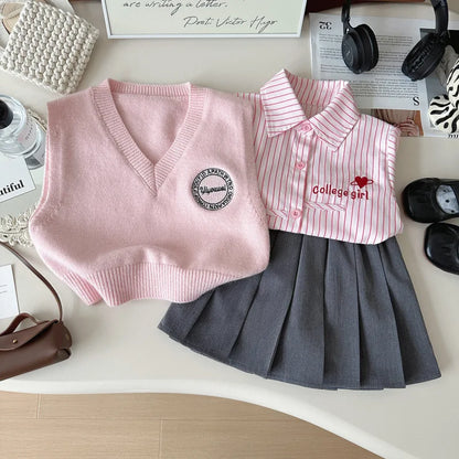 Set da 3 pezzi in stile preppy per ragazze