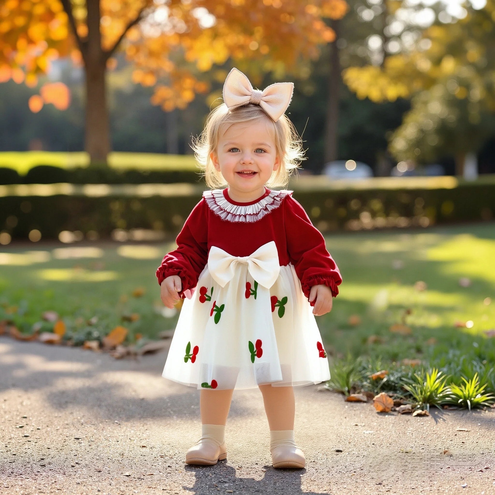 Cherry Bow Baby Girl Dress