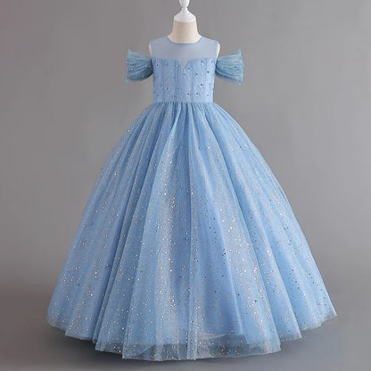 Long Princess Glitter Glamour Dress for Girls