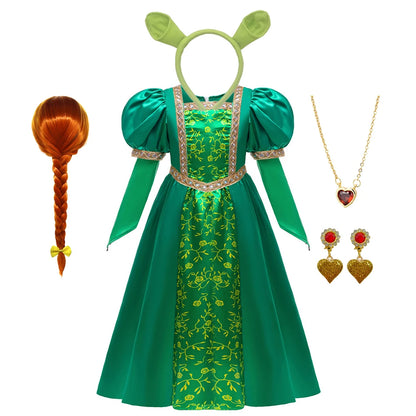 Disfraz de princesa del bosque verde con accesorios