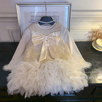 Elegant Tulle & Tweed Dress