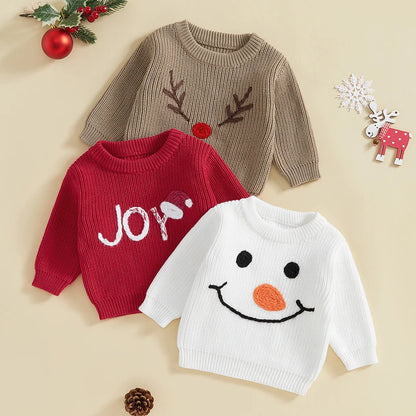 Baby Festive Knit Holiday Sweaters – Joy, Reindeer & Snowman Styles