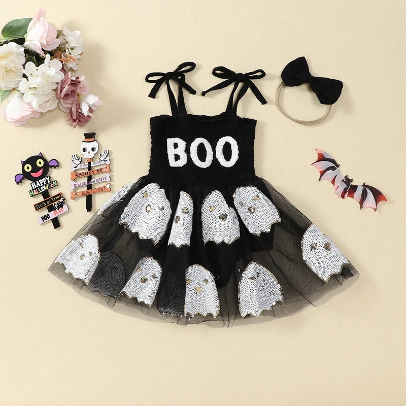 BOO Baby Girl Halloween Romper – Ghost Tutu Edition