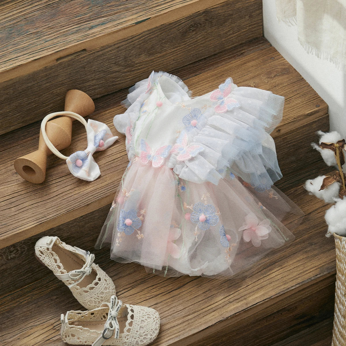 Conjunto de mameluco para bebé con estampado de mariposas