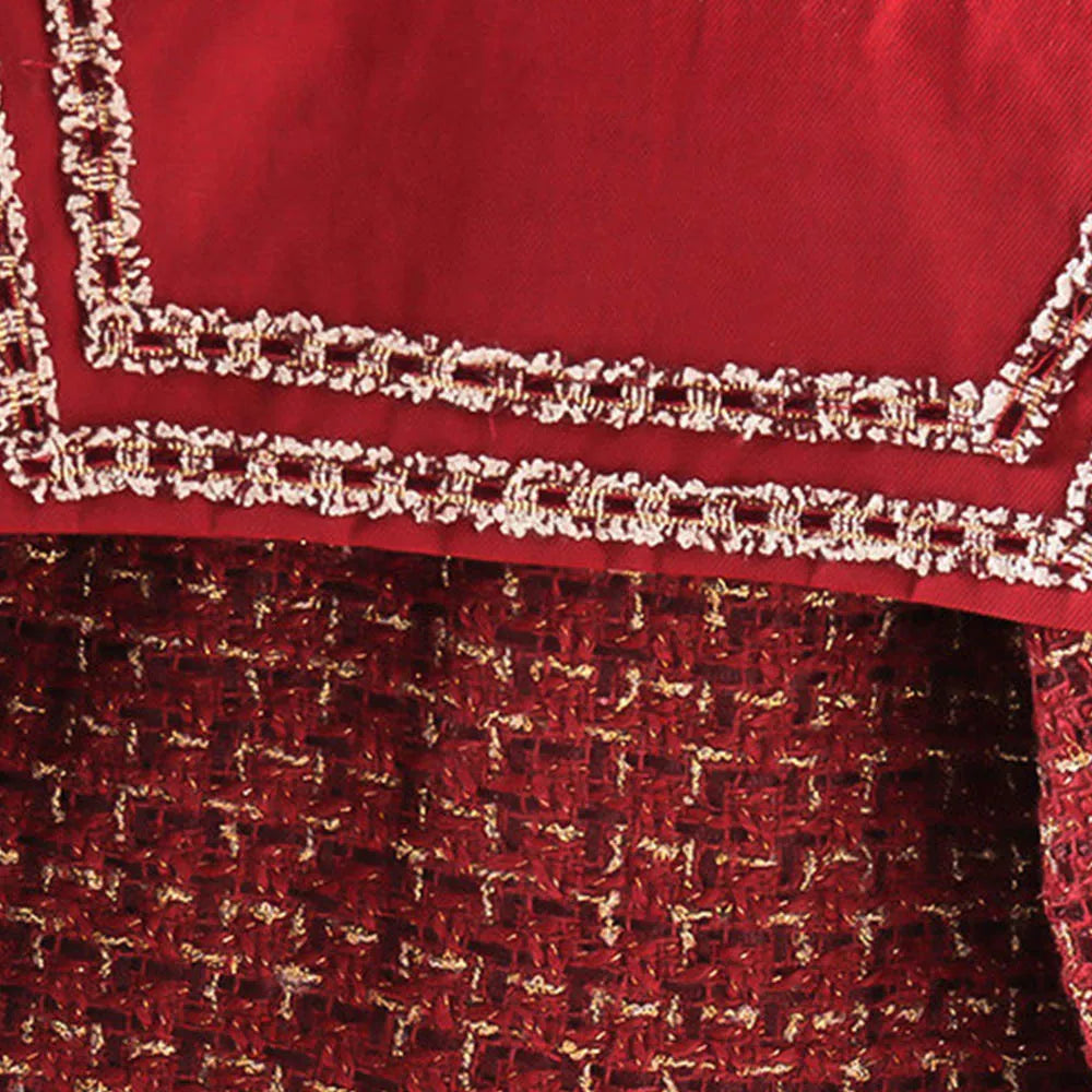 Rotes Pariser Tweed-Outfit für Mädchen