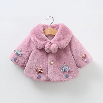 Dusty rose plush coat for baby girls 0-18 months