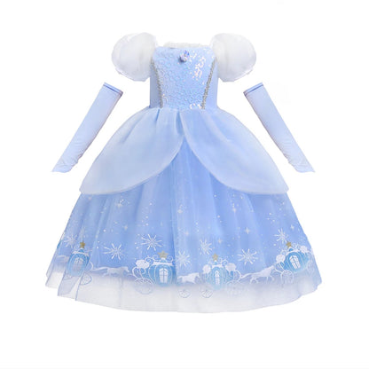 Blue Dream Princess Costume for girls, detail view – Magic Tree Kids