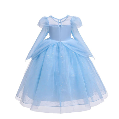 Blue Princess starry gown for girls, detail view – Magic Tree Kids