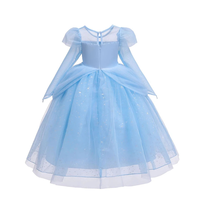 Blue Princess starry gown for girls, detail view – Magic Tree Kids