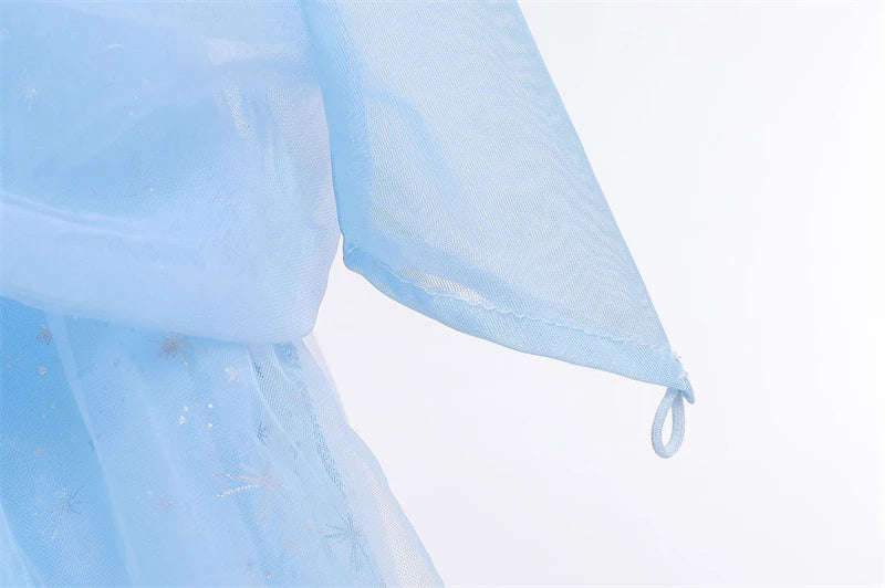 Blue Princess starry gown for girls, close-up – Magic Tree Kids