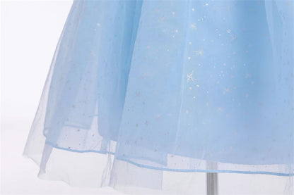 Blue Princess starry gown for girls, skirt detail – Magic Tree Kids