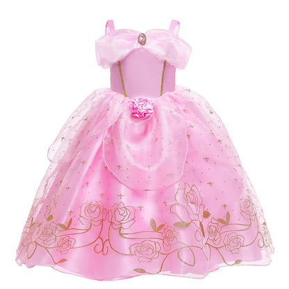 Blush Rose Princess Costume for girls, close-up – Magic Tree Kids