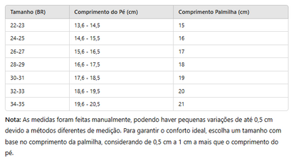 Size chart for kids bunny cloud slippers with insole length in cm