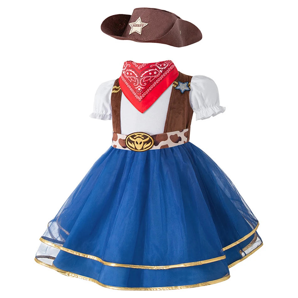 Girls' cowgirl princess dress-up set with puff sleeves from Magic Tree Kids