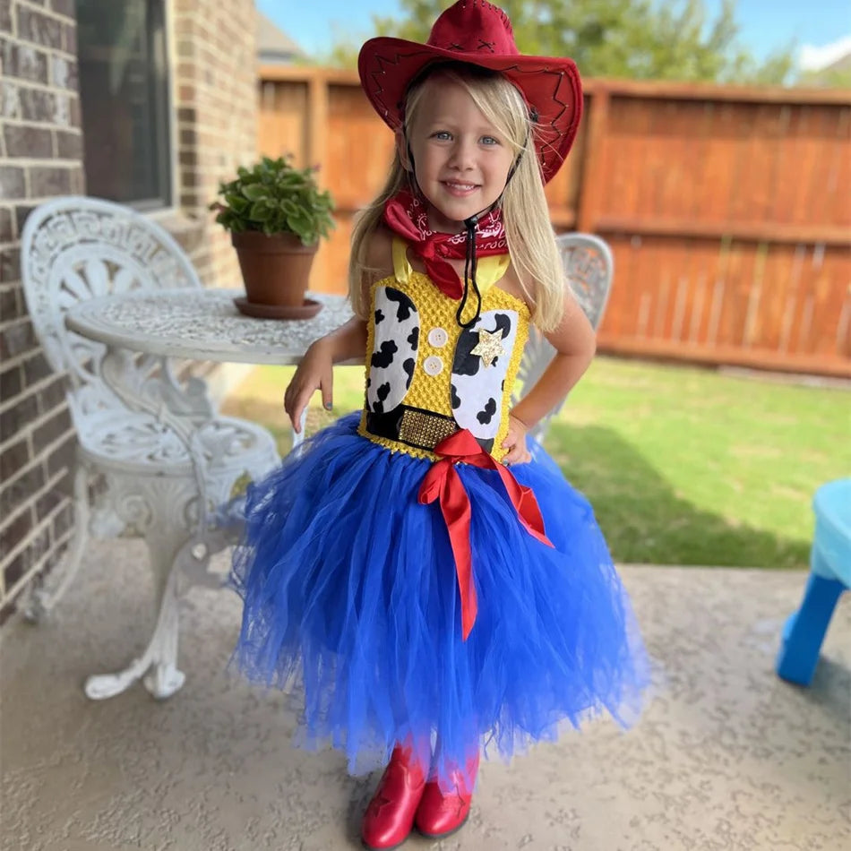 Cowgirl tutu dress with twirly skirt for little girls