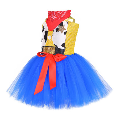 Sleeveless ball-gown cowgirl tutu dress for kids