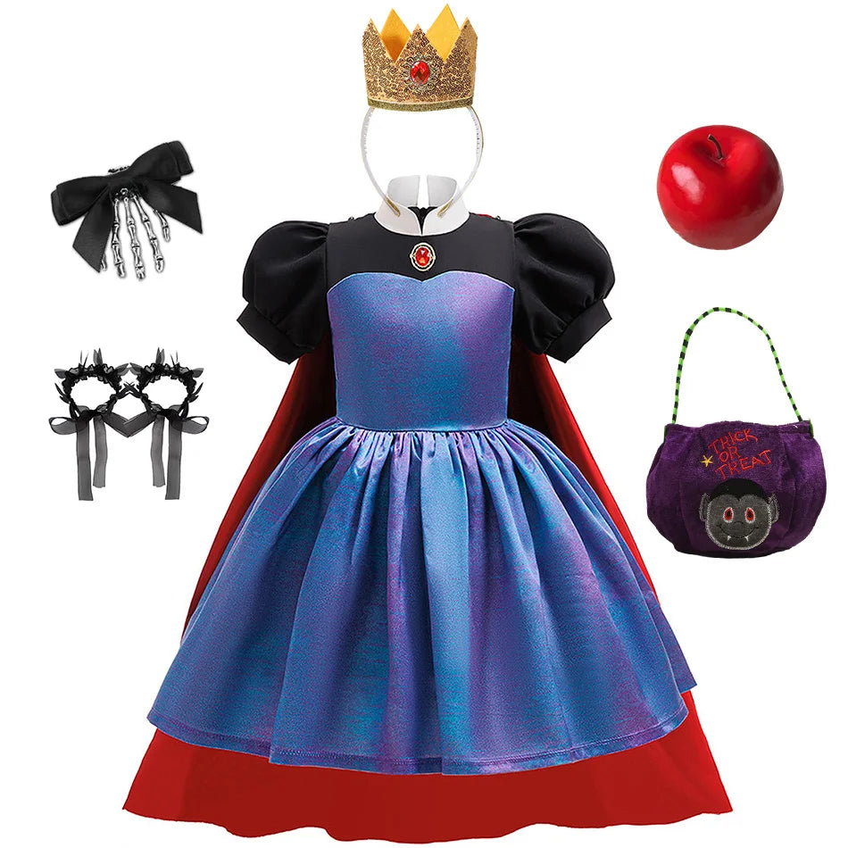 Halloween carnival dark queen princess dress for little girls