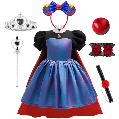 Girls' dark queen costume dress with layered storybook design