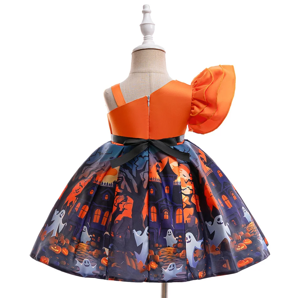 Girls Pumpkin Ghost Halloween Dress