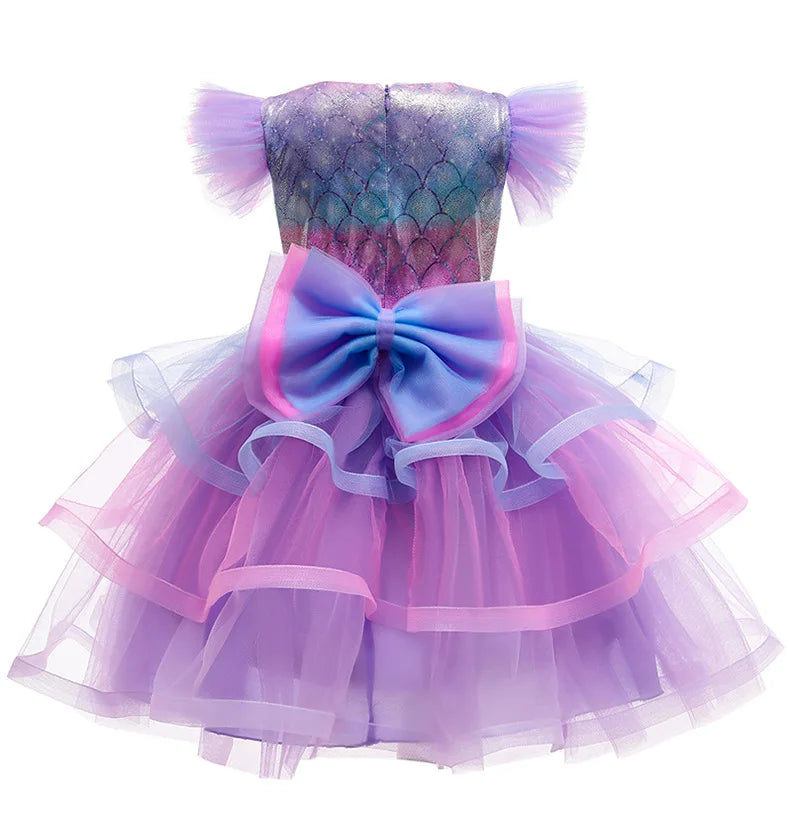 Dreamy Mermaid rainbow sparkle dress for girls, front view – Magic Tree Kids
