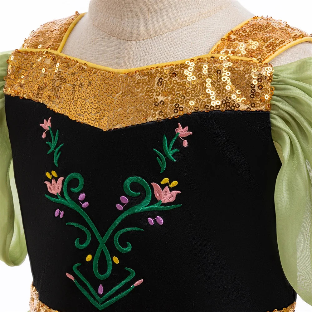 Enchanted Green princess costume for girls, front view – Magic Tree Kids