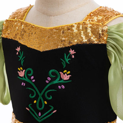 Enchanted Green princess costume for girls, front view – Magic Tree Kids