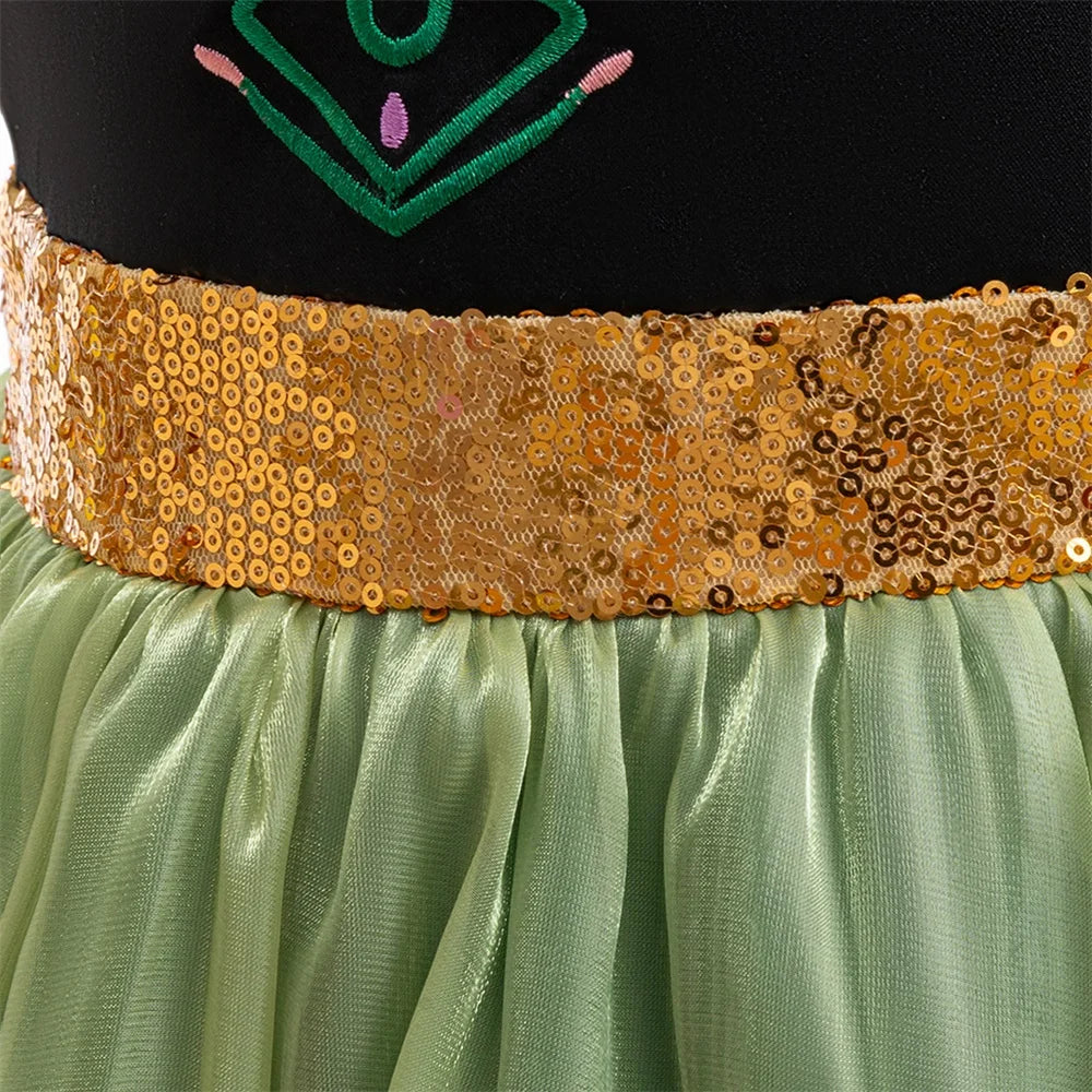 Enchanted Green princess costume for girls, back view – Magic Tree Kids