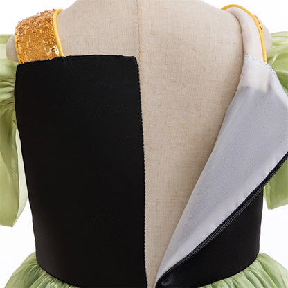 Enchanted Green princess costume for girls, close-up – Magic Tree Kids