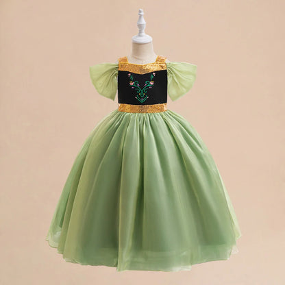 Enchanted Green princess costume for girls, styling detail – Magic Tree Kids