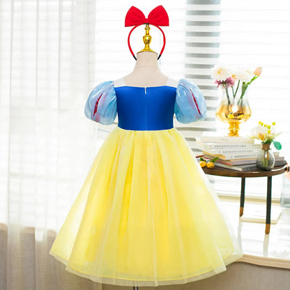 Blue and golden-yellow princess dress-up gown for birthdays and parties