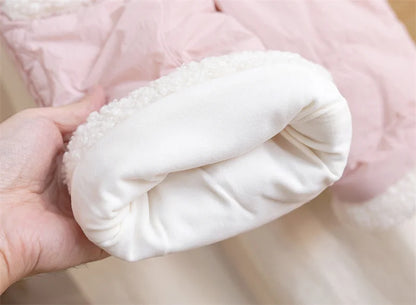 Thick plush lining and sherpa cuff on girls winter quilted pants