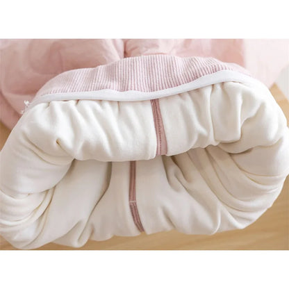 Thick plush lining and ribbed waistband inside girls quilted winter pants
