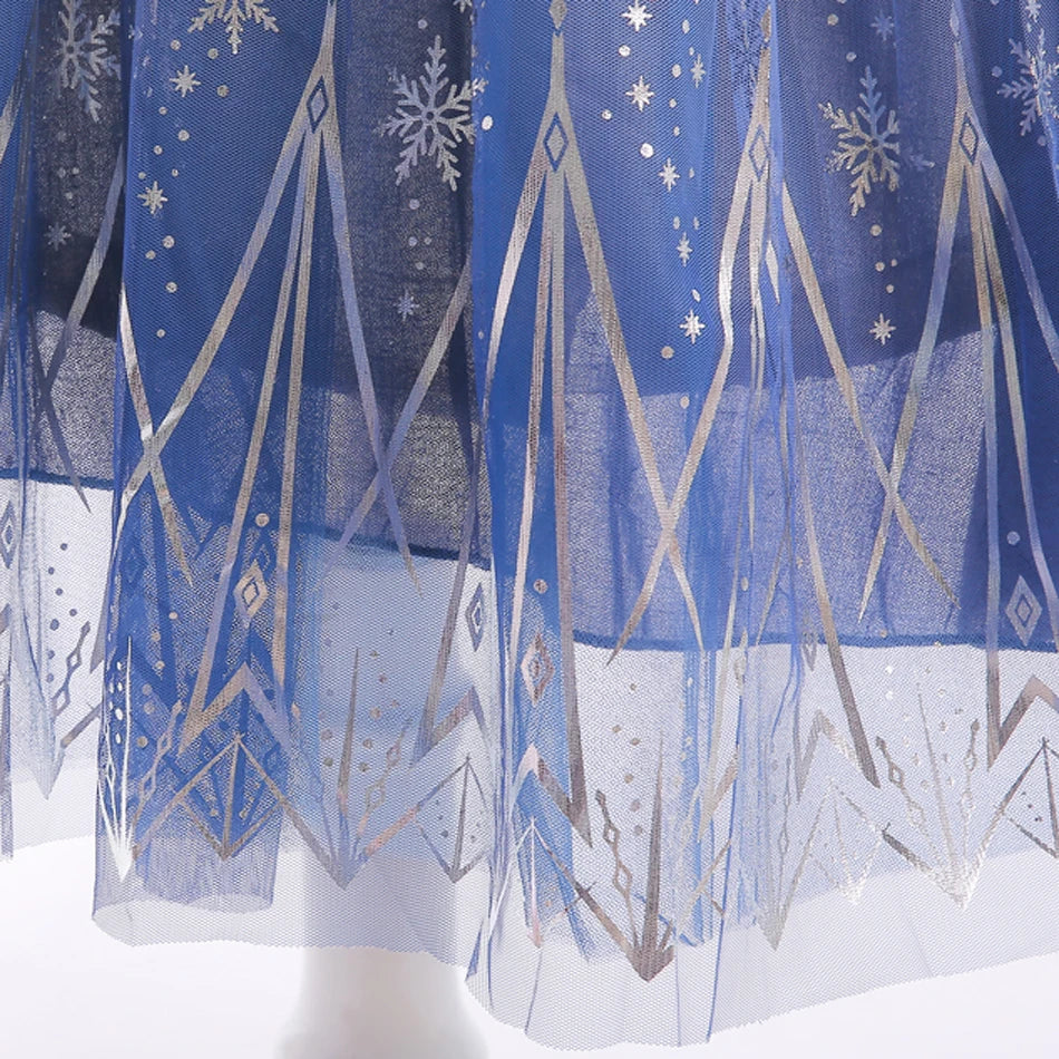 Ice Princess velvet and snowflake tulle costume for girls, close-up – Magic Tree Kids
